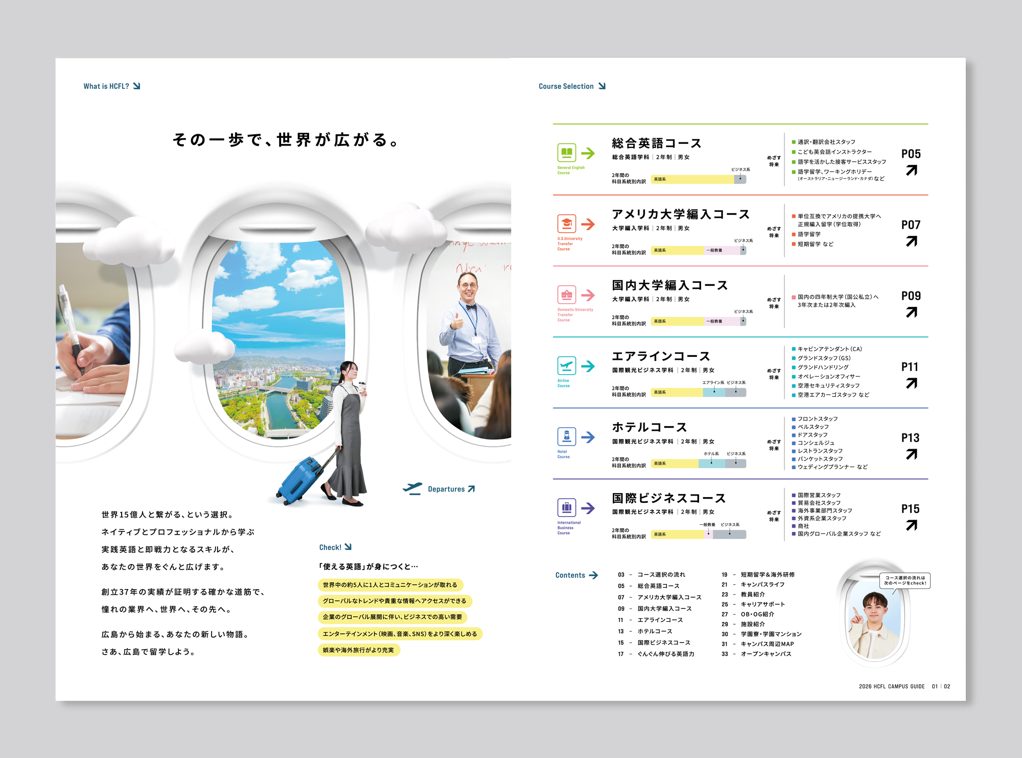 広島外語 学校案内パンフレット、webサイト